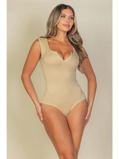 Split Neckline Sleeveless Bodysuit - Image 2