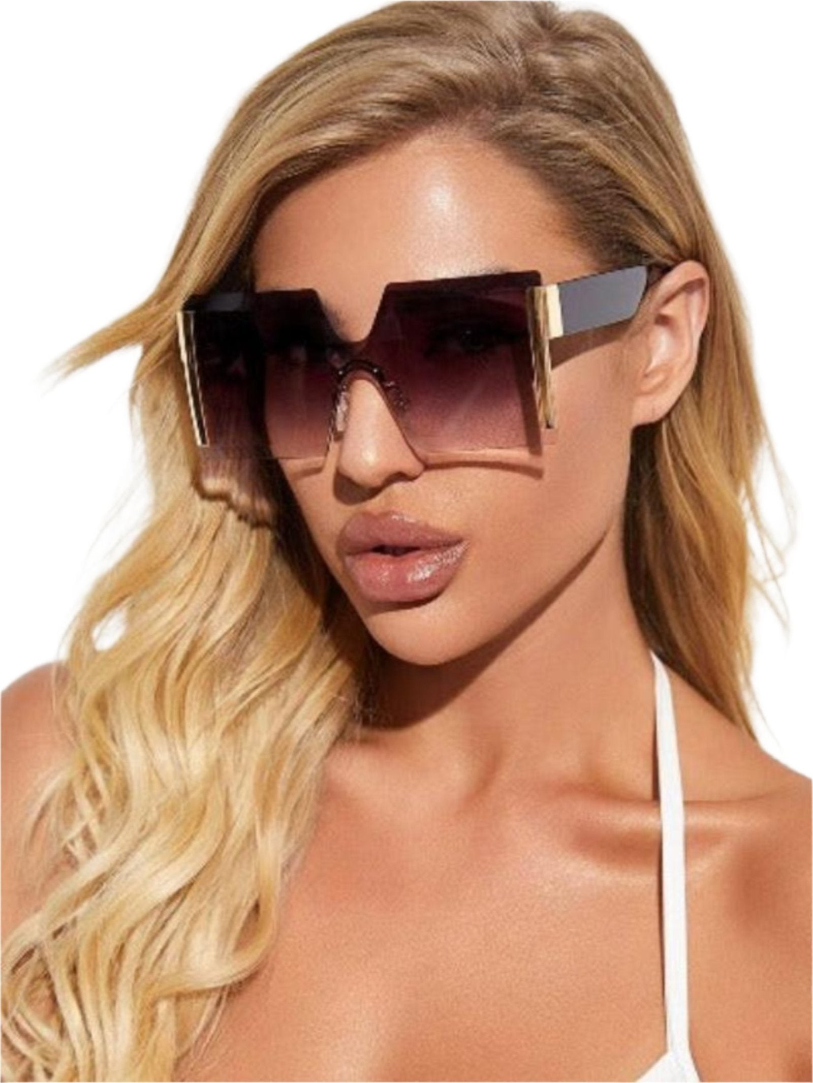 Lux Rimless Square Frame Sunglasses