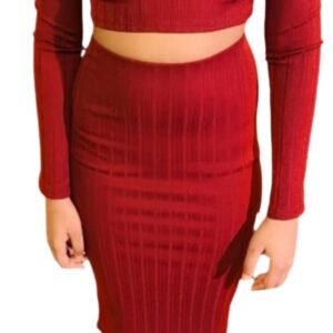Sexy Ribbed Crop Tee & Thigh Skirt Set
