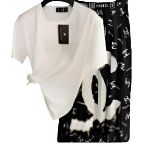 Chic Two Pieces T-Shirt & Pleated Long Skirt Sets