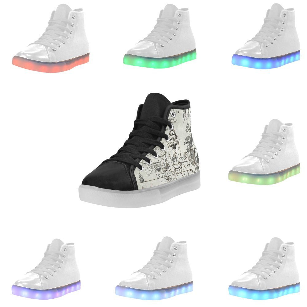 MAP AND SOME ILLUSTRATIONS Light Up Men's Sneakers - Image 5