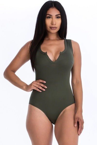 Split Neckline Sleeveless Bodysuit - Image 4
