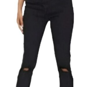 Charcoal Distressed Knee Rip Straight Leg Jeans
