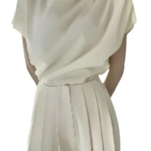 Loosen High Neck Plain Short Sleeve Top