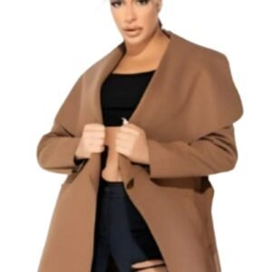 Oversized Maxi Length Belted Waterfall Coat