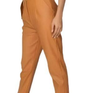 RUST FAUX LEATHER PAPERBAG WAIST TROUSERS
