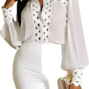 Shift Long Sleeve Formal Stand Collar Top