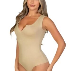 Split Neckline Sleeveless Bodysuit