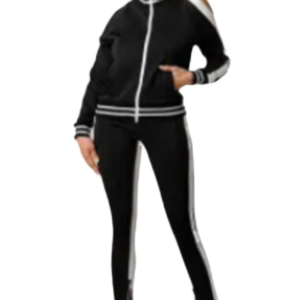 Two Pieces Tracksuit Zipper Top Sport Suit