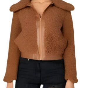 Teddy Borg PU Trim Bomber Jacket