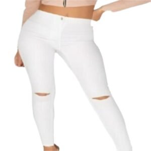 WHITE KNEE SLASH HIGH WAISTED JEGGING
