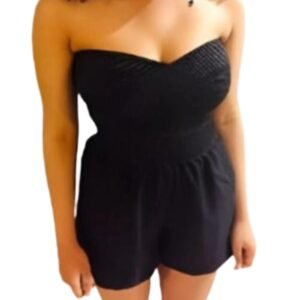 Women Chic Strapless Romper- Black