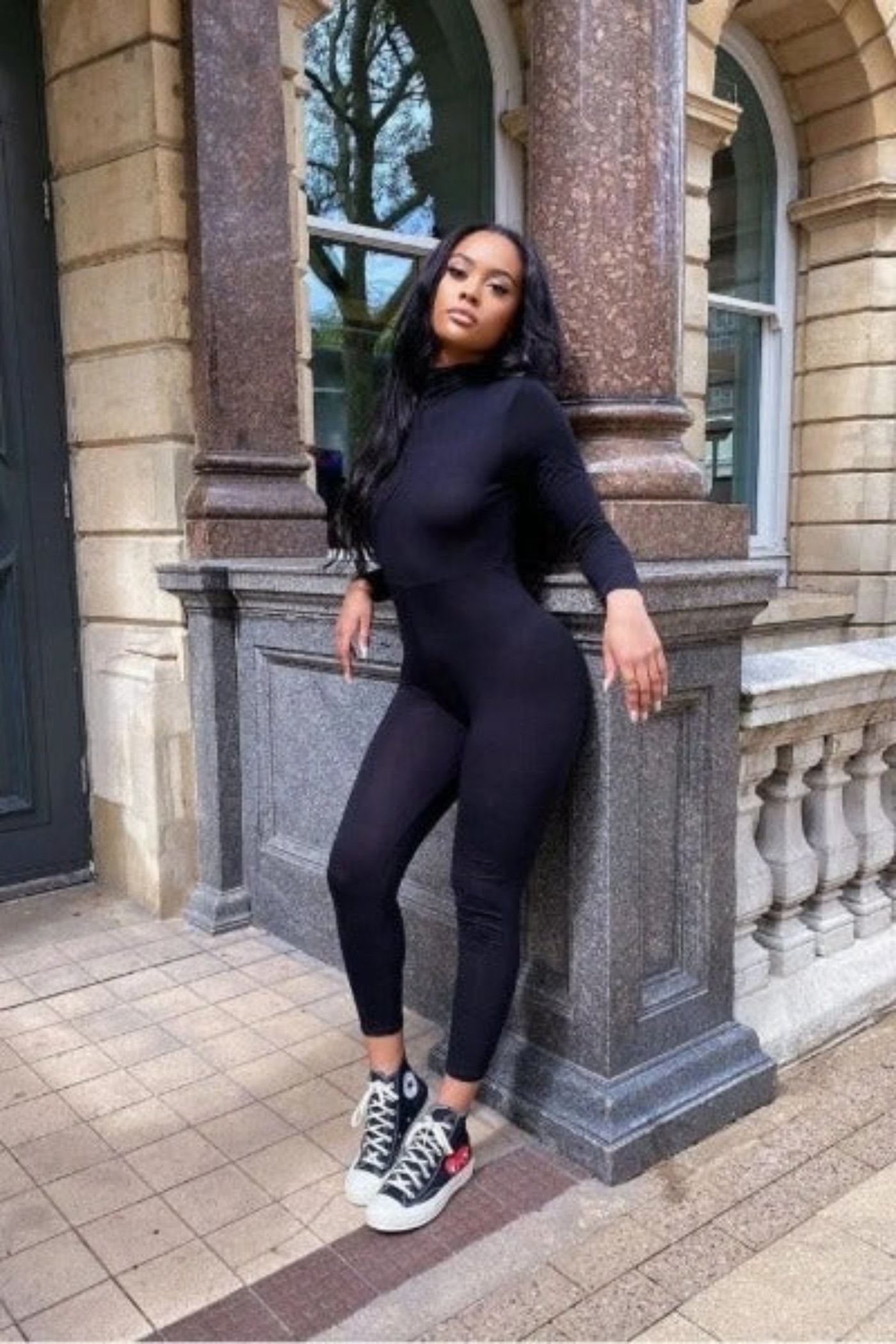 Black High Neck Long Sleeve Jumpsuit - Image 4