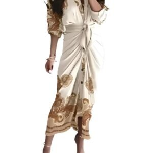 Bohemian Clingy Elastic Plain Outfit L Wrap Dress