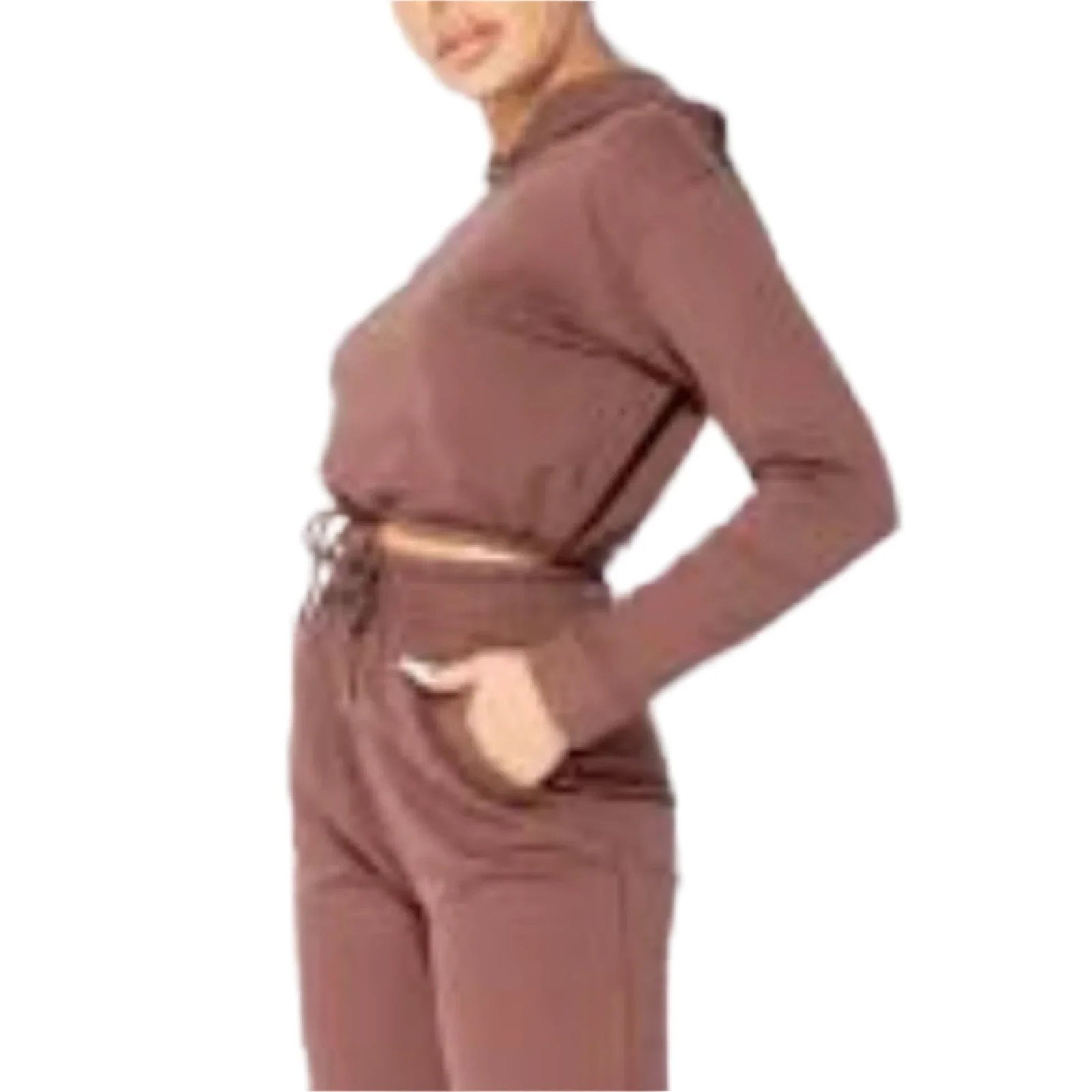 CROPPED HOODIE JOGGER LOUNGE SET - Image 4