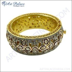 Stunning Victorian Gold Plated Diamond Bangle for Women | Glamour