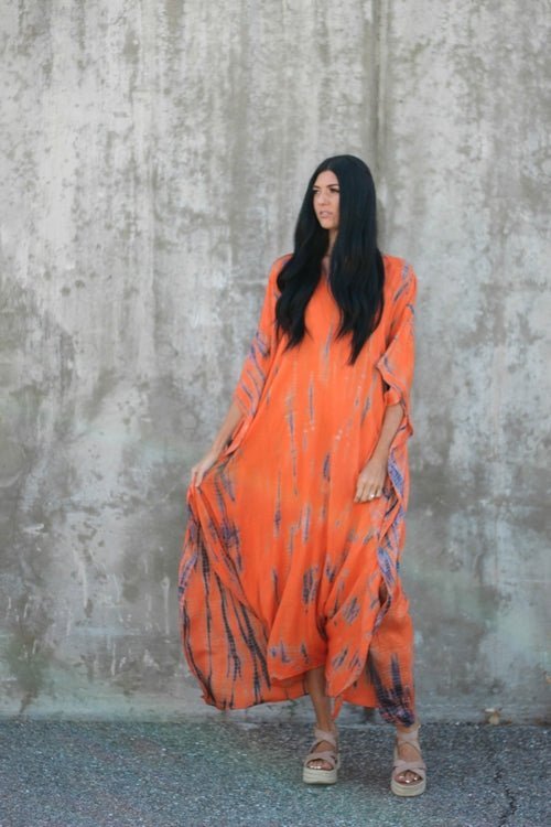 Orange Hand Tie Dyed Kaftan - Image 5
