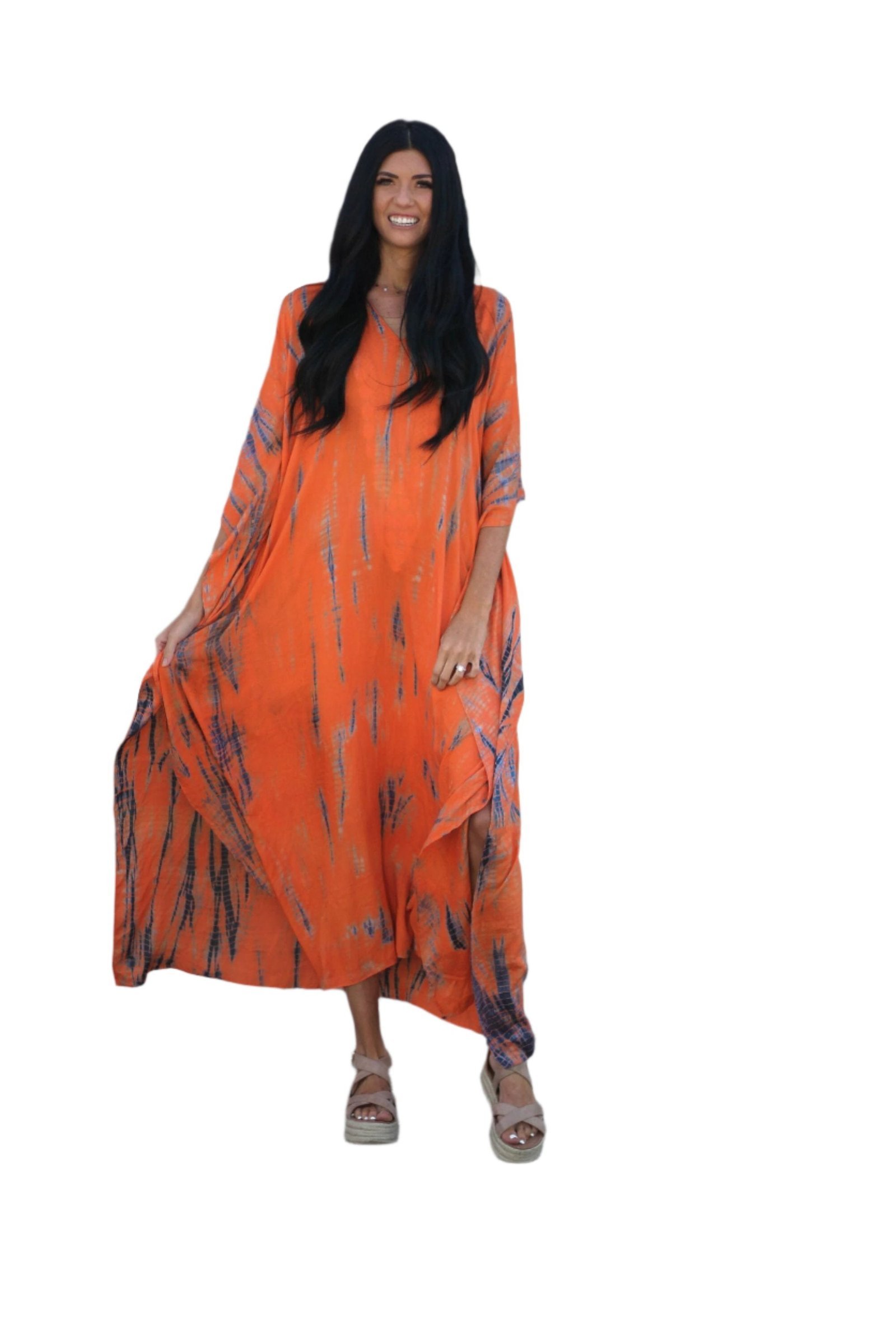 Orange Hand Tie Dyed Kaftan