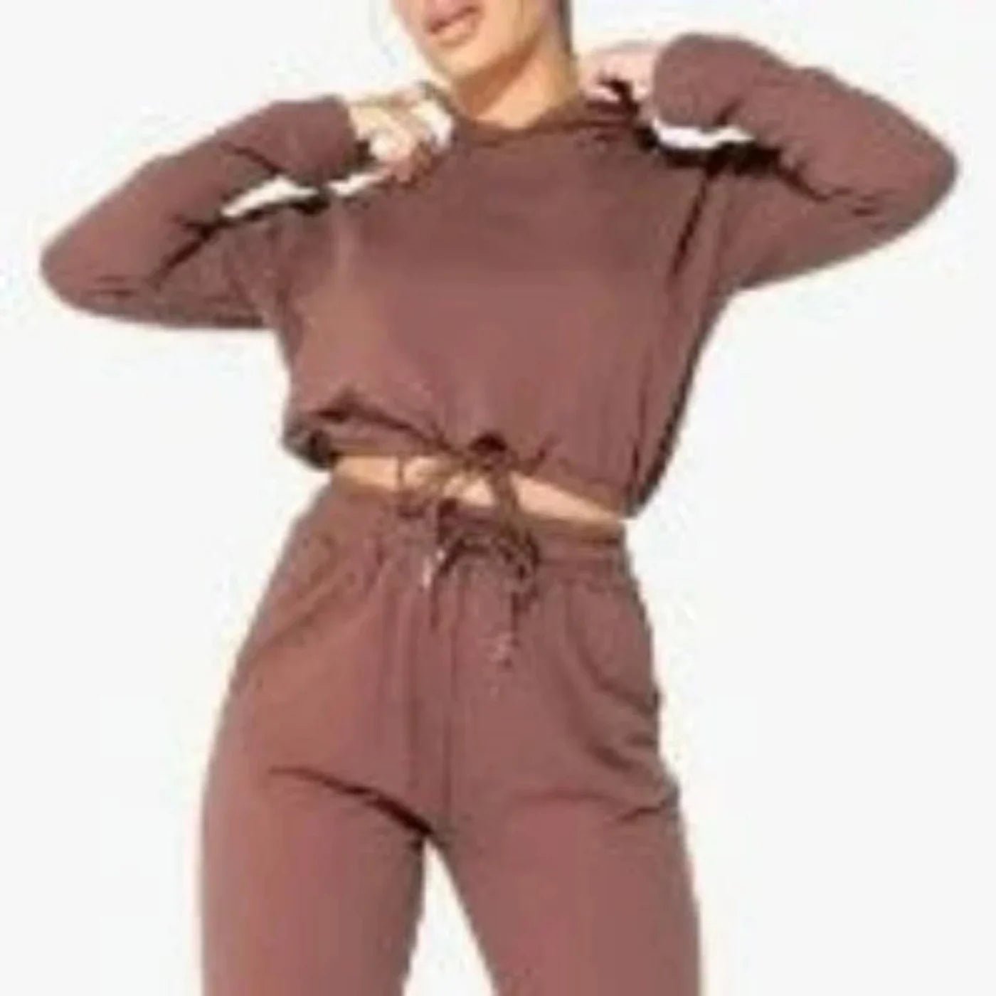 CROPPED HOODIE JOGGER LOUNGE SET - Image 2