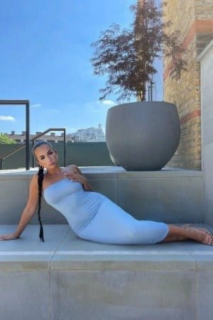 POWDER BLUE BANDEAU MIDAXI DRESS - Image 7