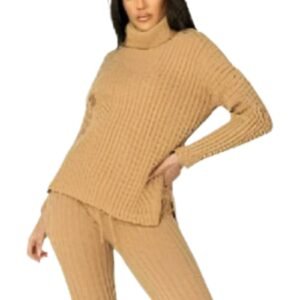 Rib Knit Roll Neck Jumper & Legging Lounge Set