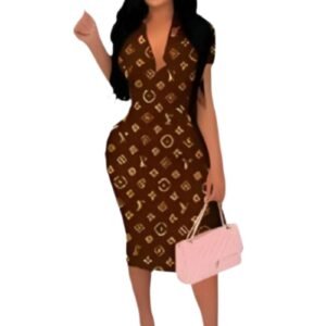 Women Fashion Short Sleeves Long Dress