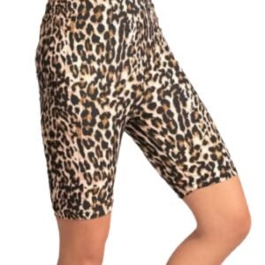 Brushed Microfiber Leopard Print Biker Shorts