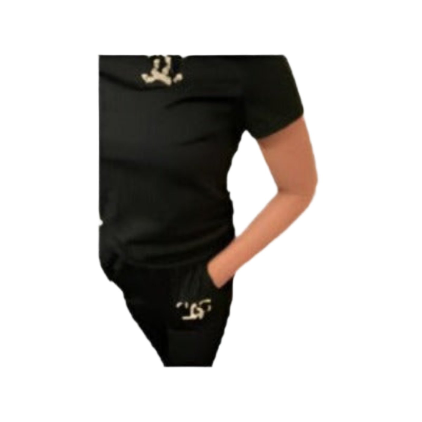 Set Sexy Outfits Short Sleeve & Long Pants Pullover Tracksuit With Side Pockets