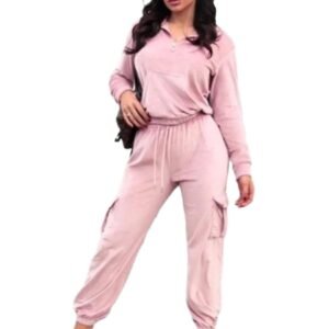 Women's Fashion Loungewear Crew Neck Jogger Lounge Set Pink